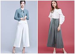 Cách mix quần culottes cùng áo sơ mi đẹp và hợp thời trang.