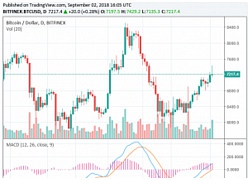 Giá Bitcoin đảm bảo mức 7.200 USD khi tăng nhanh trong ngắn hạn nhưng Token vẫn sụt giảm