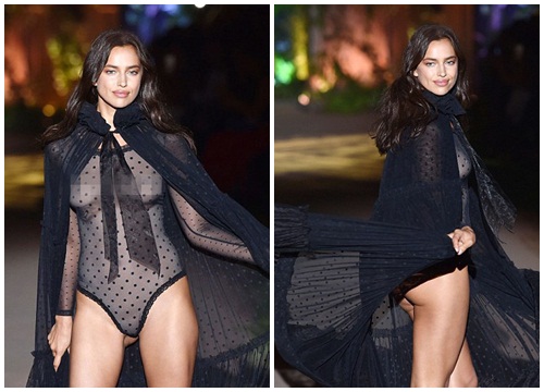 Irina Shayk tự tin mặc nội y trong suốt sau 16 tháng sinh con