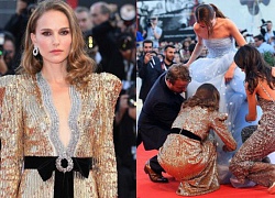 Trong khi nhiều sao nữ tị nạnh nhau, riêng Natalie Portman lại cúi mình chỉnh váy cho đàn em tại LHP Venice