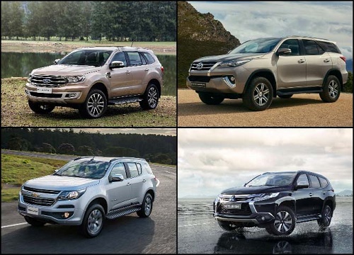 So sánh 4 SUV cỡ trung "nổi tiếng": Fortuner, Ford Everest, Trailblazer, Pajero Sport