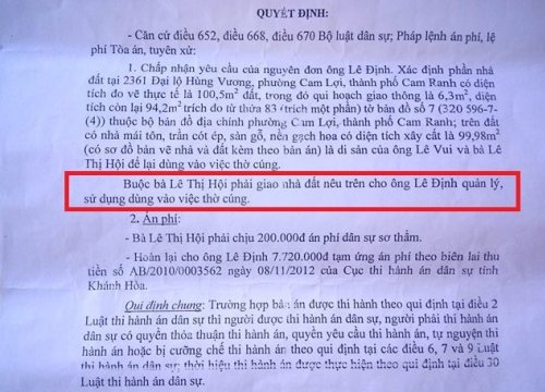 Ngôi nhà từ đường bị đem cầm cố: TAND tỉnh Khánh Hòa ra 2 phán quyết trái ngược nhau