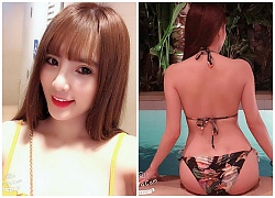 Em gái Công Vinh diện bikini, khoe dáng nóng bỏng bên bể bơi