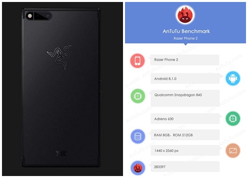 Razer Phone 2 lộ diện trên AnTuTu: Chip Snapdragon 845, RAM 8GB, bộ nhớ trong 512GB