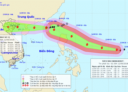 Bão số 5 tiến thẳng vùng biển Quảng Ninh - Nam Định, siêu bão MANGKHUT di chuyển về biển Đông