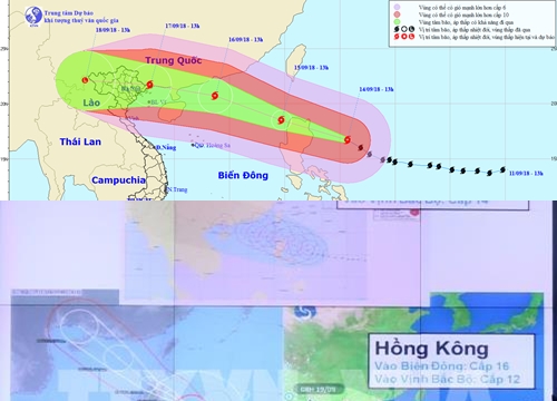 Trưa mai 15/9, siêu bão Mangkhut giật trên cấp 17 sẽ vào biển Đông