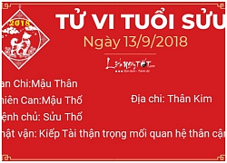 Tử vi Thứ 5 ngày 13/9/2018 của 12 con giáp: Sửu gặp thị phi, Dần tâm trạng thất thường