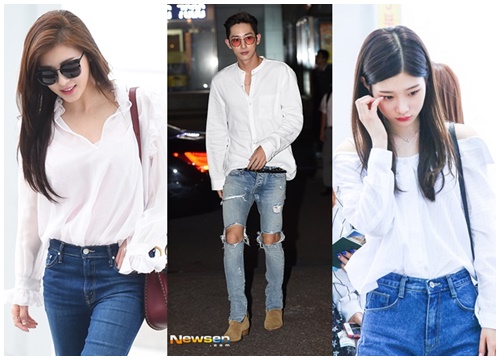 "Back to basic" - Sao Hàn diện áo trắng và quần jeans vẫn cực chất