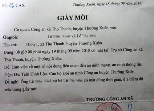 Đăng thông tin họp phụ huynh lên Facebook, bị công an mời làm việc