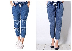 Quần jeans nữ dài phối dây kéo style