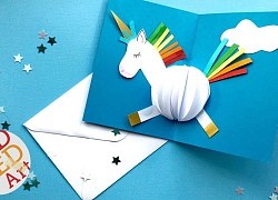 Cách làm thiệp 3D unicorn kỳ lân dễ thương