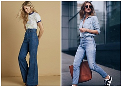 Diện quần jeans cạp cao thật phong cách