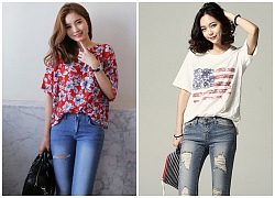 Phối hợp trang phục đa phong cách với quần skinny jeans