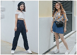 Street style 2 miền: Công thức "hot" nhất được các bạn trẻ thi nhau diện chính là crop top + chân váy ngắn