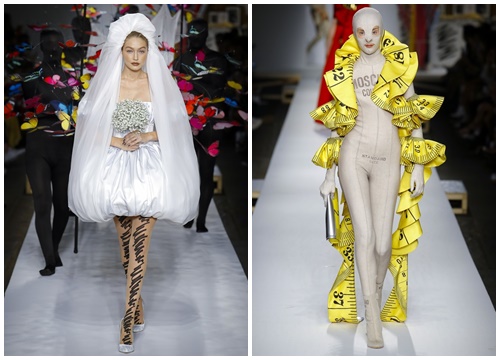 Bella Hadid trình diễn thiết kế trong suốt ở show Moschino