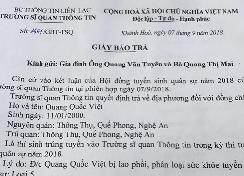 Bị trường Sỹ quan Thông tin trả về địa phương với nhiều uẩn khúc, nam sinh viên kêu cứu