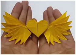 Cách gấp trái tim Origami có đôi cánh thiên thần lộng lẫy