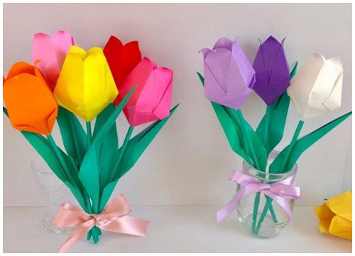 Cách gấp hoa tulip bằng giấy theo phong cách Origami