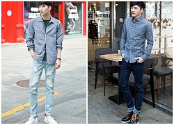 Cách mix áo sơ mi caro nam Hàn Quốc với quần Jean cực phong cách
