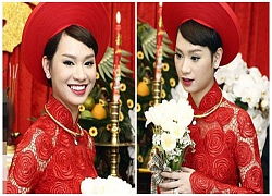 Cô dâu mặc áo dài đỏ cầm hoa cưới màu gì phù hợp nhất?