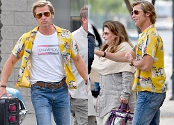 Brad Pitt mặc áo sặc sỡ trên phim trường