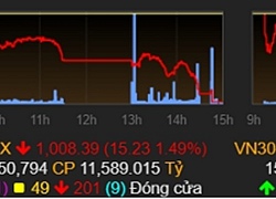 Giảm hơn 15 điểm, VN-Index xuống mức thấp nhất hai tuần