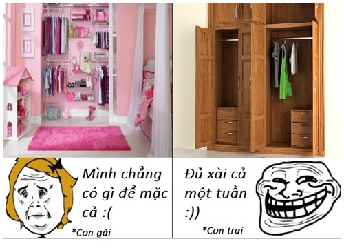 Sự khác nhau giữa con trai và con gái chế vui hài hước