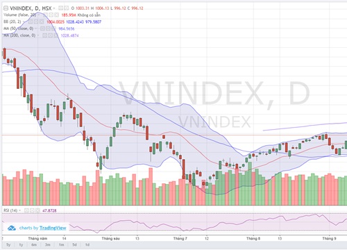 Chứng khoán ngày 9/10: kiểm định mốc hỗ trợ 984 điểm?