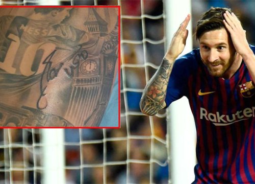 Messi ký lên hình xăm khổng lồ ở lưng fan cuồng