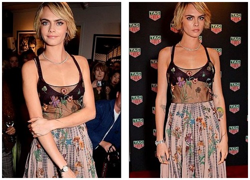 Siêu mẫu tomboy Cara Delevingne mặc xuyên thấu quyến rũ bất ngờ