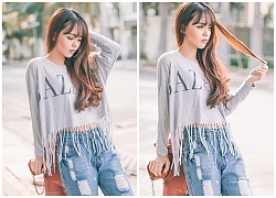 Chiêu mix đồ với quần jeans rách cá tính