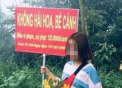 Tay phải cầm biển cấm, tay trái làm luôn điều cấm, dân mạng hỏi cô gái: 'Có biết đọc không?'