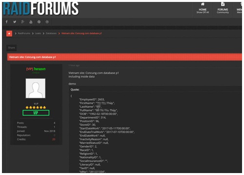 Hacker tuyên bố có đủ thông tin dữ liệu cá nhân của các nhân viên và sếp điều hành Con Cưng