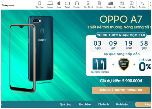 OPPO A7- lựa chọn mới trong phân khúc giá dưới 6 triệu sẽ lên kệ trong tháng 11