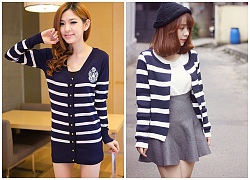 Áo khoác cardigan nữ kẻ sọc đẹp phong cách hàn quốc