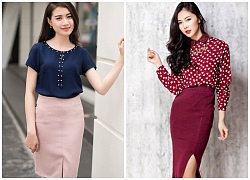 Chân váy công sở xẻ trước Item thời trang quen mà không cũ