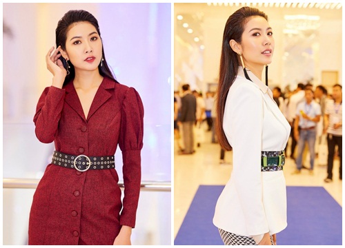 Á hậu Thúy Vân thay 2 bộ blazer cổ vest thanh lịch dẫn sự kiện