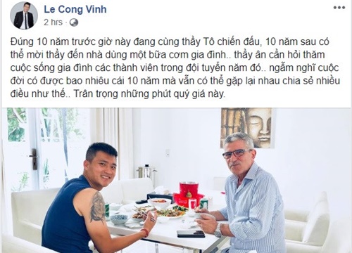 Công Vinh mời cơm thân mật HLV Calisto kỷ niệm 10 năm vô địch AFF Cup