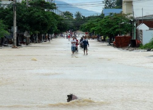 Lũ đang dâng rất cao tại Ninh Thuận, Khánh Hòa