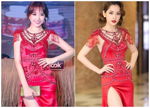 Như một thói quen, Hari Won cứ 10 lần mặc váy đỏ là 9 lần "đụng hàng"