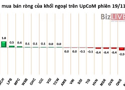 Phiên 19/11: Khối ngoại có phiên bán ròng thứ 6 liên tiếp hơn 100 tỷ đồng