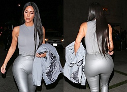 Vòng mông đã khủng lại còn mặc quần ánh bạc, Kim Kardashian bị nhận xét trông như... trái bóng tập gym