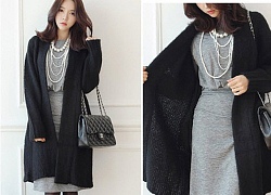 Áo khoác nữ cardigan đen đẹp cho nàng quyến rũ thu đông