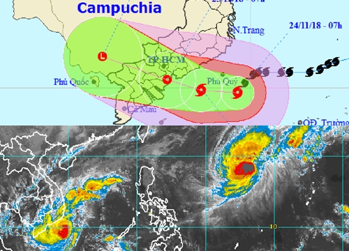 Bão số 9 dịch chuyển xuống phía Nam