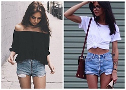 Phối đồ cá tính cùng quần short jean cho nữ