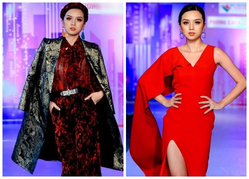 Diện đầm đỏ như hộp quà Noel, em gái Vũ Hoàng Điệp thả dáng catwalk cực đỉnh