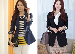 Áo khoác blazer nữ dáng dài đẹp Hàn Quốc thanh lịch đông