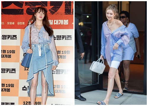 Quả là Gigi Hadid, diện áo "luộm thuộm" như Lee Sung Kyung mà trông khác biệt hoàn toàn