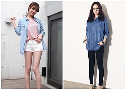 Áo sơ mi nữ denim Hàn Quốc đẹp trẻ trung phong cách