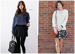 Mẫu chân váy đầm đẹp kết hợp áo len sweater quyến rũ